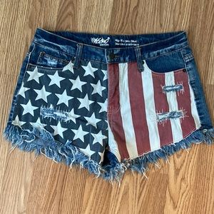 American Flag Jean Shorts